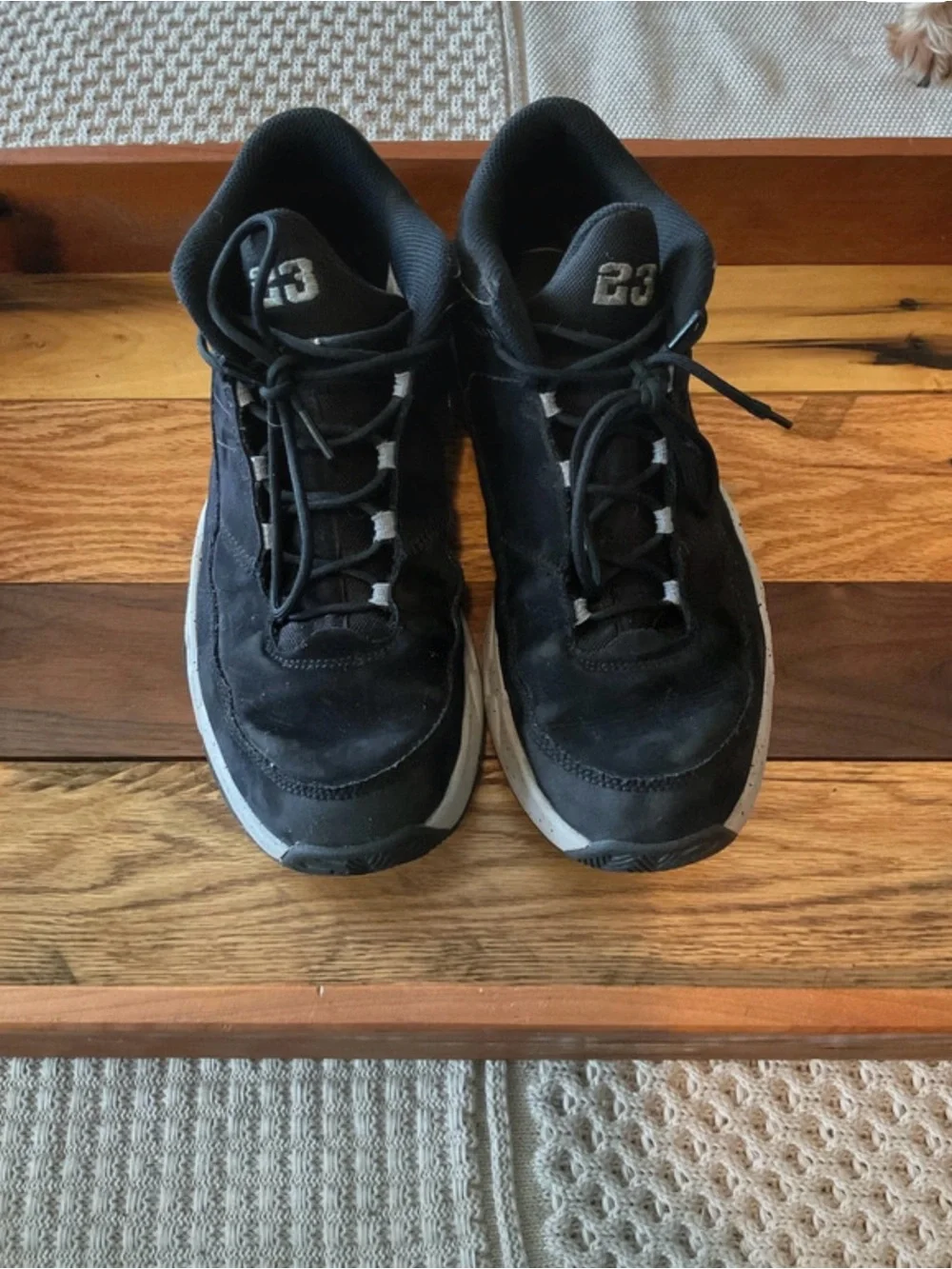 Jordan Men's Black and White Low-Top Athletic Shoes 11